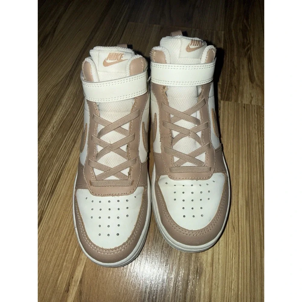 Nike Court Borough Mid 2 Youth Kids Shoes Size 2Y 2 Tan Off‎ White